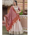 Beige Viscose Rayon Navratri Chaniya Choli And Dupatta