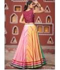 Multi Color Poly Maska Silk Embroidered Navratri Chaniya Choli