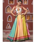 Multi Color Poly Maska Silk Embroidered Navratri Chaniya Choli