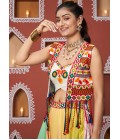 Multi Color Poly Maska Silk Embroidered Navratri Chaniya Choli