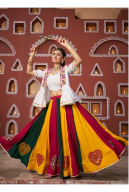 Multi Color Viscose Rayon Embroidery Navratri Chaniya Choli
