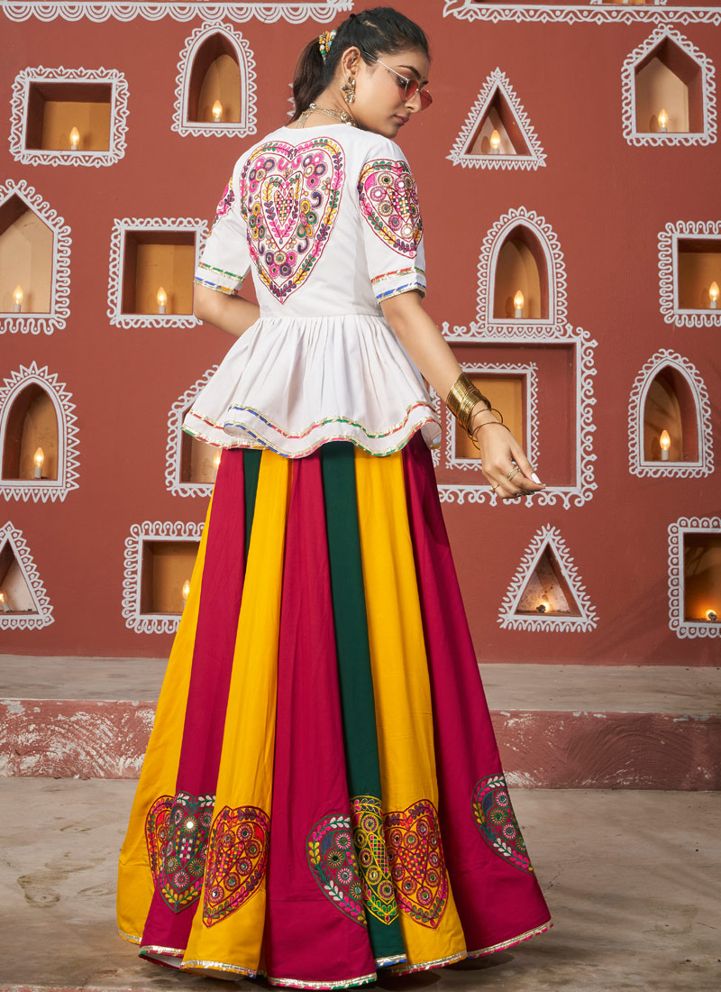 Multi Color Viscose Rayon Embroidery Navratri Chaniya Choli