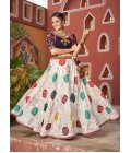 White Poly Silk Embroidered Navratri Chaniya Choli