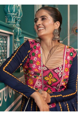 Multi Color Poly Silk Mirror Work Navratri Chaniya Choli