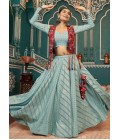 Pista Green Viscose Rayon Foil Print Navratri Chaniya Choli