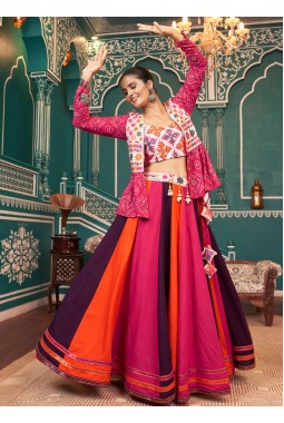 Multi Color Viscose Rayon Lace Work Navratri Chaniya Choli