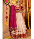 Beige Viscose Rayon Thread Embroidered Navratri Chaniya Choli Beige Viscose Rayon Thread Embroidered Navratri Chaniya Choli