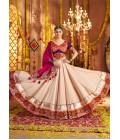 Beige Viscose Rayon Thread Embroidered Navratri Chaniya Choli Beige Viscose Rayon Thread Embroidered Navratri Chaniya Choli