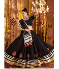 Black Viscose Rayon Thread Embroidered Navratri Chaniya Choli Black Viscose Rayon Thread Embroidered Navratri Chaniya Choli