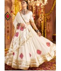 White Viscose Rayon Thread Mirror Work Navratri Chaniya Choli White Viscose Rayon Thread Mirror Work Navratri Chaniya Choli