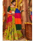 Florescent Green Viscose Cotton Thread Embroidered Navratri Chaniya Choli Florescent Green Viscose Cotton Thread Embroidered Navratri Chaniya Choli