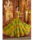 Florescent Green Viscose Cotton Thread Embroidered Navratri Chaniya Choli Florescent Green Viscose Cotton Thread Embroidered Navratri Chaniya Choli