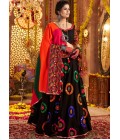 Black Viscose Mirror Embroidered Navratri Chaniya Choli