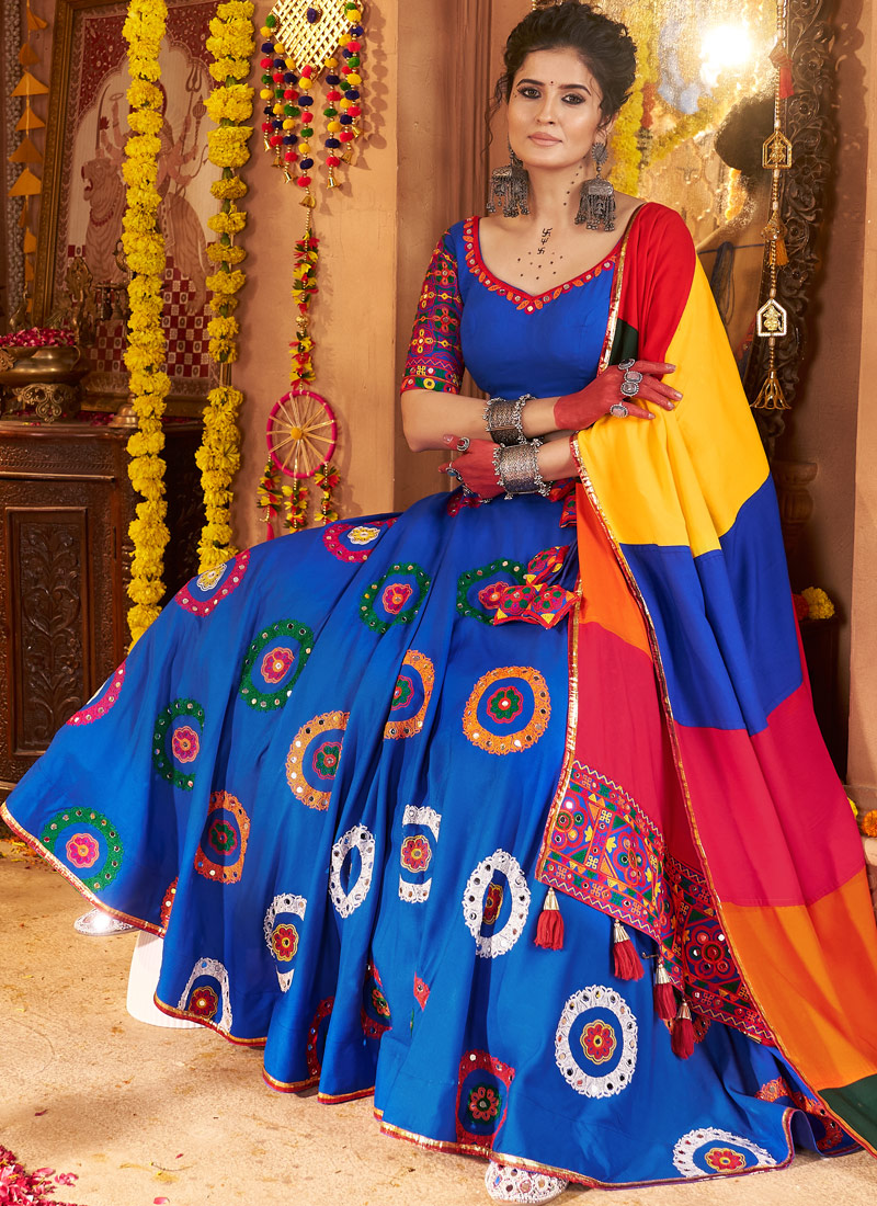 Royal Blue Viscose Cotton Embroidered Navratri Chaniya Choli Royal Blue Viscose Cotton Embroidered Navratri Chaniya Choli