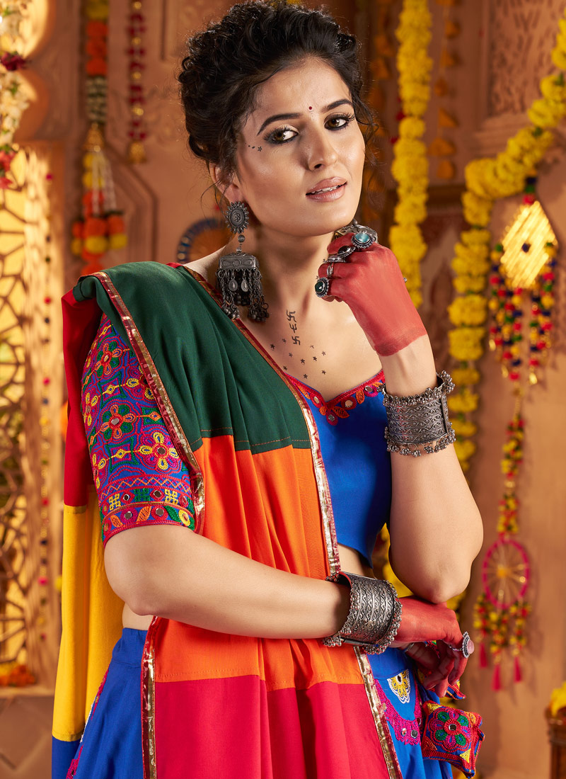 Royal Blue Viscose Cotton Embroidered Navratri Chaniya Choli Royal Blue Viscose Cotton Embroidered Navratri Chaniya Choli