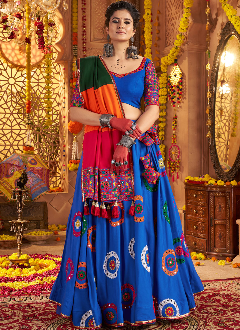 Royal Blue Viscose Cotton Embroidered Navratri Chaniya Choli Royal Blue Viscose Cotton Embroidered Navratri Chaniya Choli