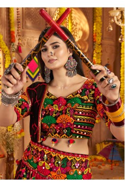 Multi Color Viscose Cotton Thread Work Navratri Chaniya Choli