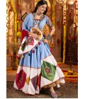 Light Blue Viscose Cotton Thread Embroidered Navratri Chaniya Choli