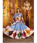 Light Blue Viscose Cotton Thread Embroidered Navratri Chaniya Choli