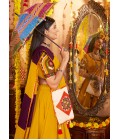 Mustard Yellow Viscose Cotton Thread Embroidered Navratri Chaniya Choli