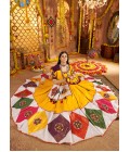 Mustard Yellow Viscose Cotton Thread Embroidered Navratri Chaniya Choli