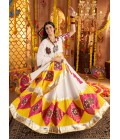 White Viscose Cotton Thread Embroidered Navratri Chaniya Choli