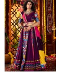 Purple Viscose Cotton Multi Thread Navratri Chaniya Choli