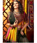 Black Gajji Silk Digital Print Navratri Chaniya Choli