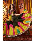 Black Gajji Silk Digital Print Navratri Chaniya Choli