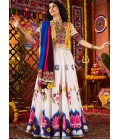 White Gajji Silk Mirror Work Navratri Chaniya Choli