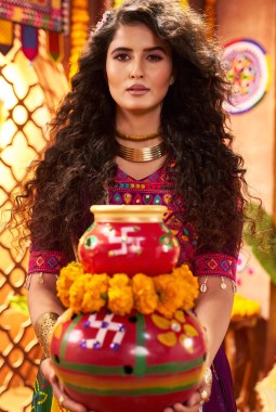 Multi Color Gajji Silk Digital Print Navratri Chaniya Choli