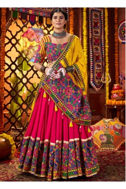Multi Color Viscose Cotton Mirror Embroidered Navratri Chaniya Choli