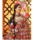 White Silk Mirror Embroidered Navratri Chaniya Choli
