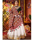 White Silk Mirror Embroidered Navratri Chaniya Choli