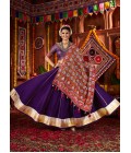 Purple Silk Thread Embroidered Navratri Chaniya Choli