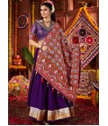 Purple Silk Thread Embroidered Navratri Chaniya Choli