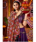 Purple Silk Thread Embroidered Navratri Chaniya Choli