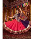 Multi Color Viscose Cotton Thread With Mirror Work Navratri Chaniya Choli