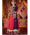 Multi Color Viscose Cotton Thread With Mirror Work Navratri Chaniya Choli