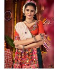 Teal Blue Viscose Cotton Mirror Kutchi Work Navratri Chaniya Choli
