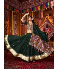 Green Viscose Cotton Thread With Mirror Work Navratri Chaniya Choli Green Viscose Cotton Thread With Mirror Work Navratri Chaniya Choli
