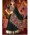 Green Viscose Cotton Thread With Mirror Work Navratri Chaniya Choli Green Viscose Cotton Thread With Mirror Work Navratri Chaniya Choli