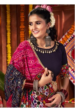 Multi Color Viscose Cotton Thread With Lampi Lace Navratri Chaniya Choli