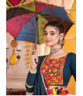 Teal Multi Color Viscose Cotton Thread Mirror Work Navratri Chaniya Choli Teal Multi Color Viscose Cotton Thread Mirror Work Navratri Chaniya Choli