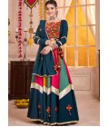 Teal Multi Color Viscose Cotton Thread Mirror Work Navratri Chaniya Choli Teal Multi Color Viscose Cotton Thread Mirror Work Navratri Chaniya Choli
