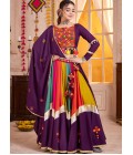 Purple Multi Color Viscose Cotton Thread Mirror Work Navratri Chaniya Choli Purple Multi Color Viscose Cotton Thread Mirror Work Navratri Chaniya Choli