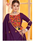 Purple Multi Color Viscose Cotton Thread Mirror Work Navratri Chaniya Choli Purple Multi Color Viscose Cotton Thread Mirror Work Navratri Chaniya Choli
