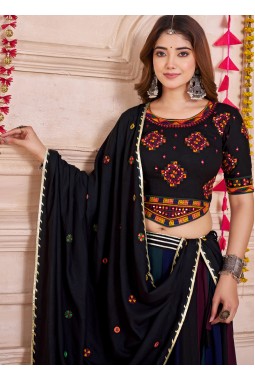 Multi Color Viscose Cotton Thread Work Navratri Chaniya Choli