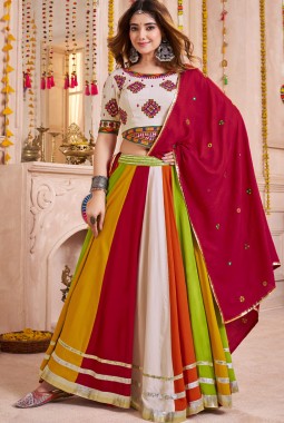Multi Color Viscose Cotton Mirror Work Navratri Chaniya Choli
