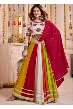 Multi Color Viscose Cotton Mirror Work Navratri Chaniya Choli